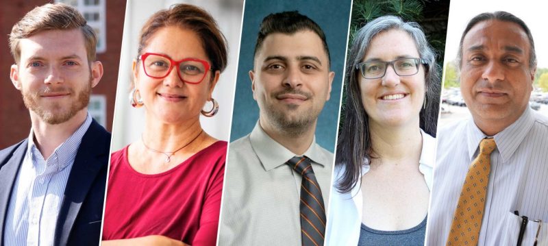 From left: Edward Becker, Diana Bairaktarova, Feras Batarseh, Holly Kindsvater, and Amrinder Nain. Photos by Virginia Tech