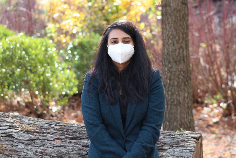Maryam Kamran wearing a face covering