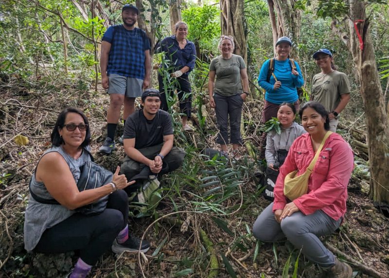 This image shows the researchers in a limestone forest in Guam.